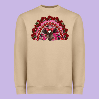 Valentine's Day Baby Cow Rainbow Heavyweight Sweatshirt Designed By Ranaportraitstore