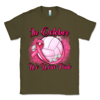 Army Green in october we wear pink breast cancer valleybal Classic Tee - JahusDesignShop