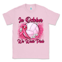 Bubblegum Pink in october we wear pink breast cancer valleybal Classic Tee - JahusDesignShop