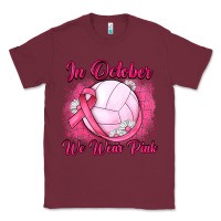 Burgundy in october we wear pink breast cancer valleybal Classic Tee - JahusDesignShop