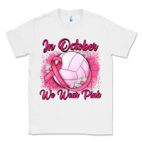 White in october we wear pink breast cancer valleybal Classic Tee - JahusDesignShop