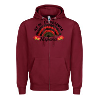 Burgundy me de la herencia hispana hand fan Zipper Hoodie - BundleAndBundleShop