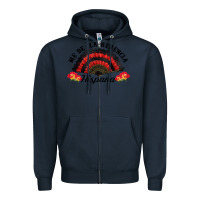 Navy me de la herencia hispana hand fan Zipper Hoodie - BundleAndBundleShop