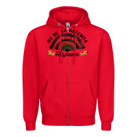 Red me de la herencia hispana hand fan Zipper Hoodie - BundleAndBundleShop