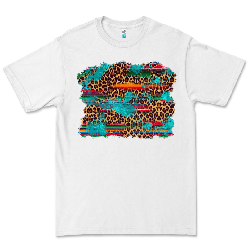 Western Serape Leopard Bull Skull Turquoise  Background Premium Tee by Artiststas | Teevron