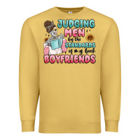 Antique Gold judging men by the standards of my book boyfriends Premium Sweatshirt - MaliasSmallBusiness