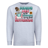 Heather Grey judging men by the standards of my book boyfriends Premium Sweatshirt - MaliasSmallBusiness