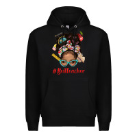 Black Afro Messy Bun Best Teacher With Leopard Glasses Bbs Premium Hoodie - BundleAndBundleShop
