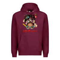 Burgundy Afro Messy Bun Best Teacher With Leopard Glasses Bbs Premium Hoodie - BundleAndBundleShop