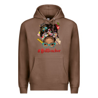 Chestnut Afro Messy Bun Best Teacher With Leopard Glasses Bbs Premium Hoodie - BundleAndBundleShop