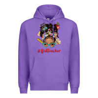 Purple Afro Messy Bun Best Teacher With Leopard Glasses Bbs Premium Hoodie - BundleAndBundleShop