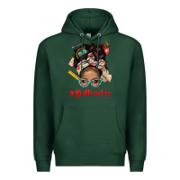 Sports Green Afro Messy Bun Best Teacher With Leopard Glasses Bbs Premium Hoodie - BundleAndBundleShop