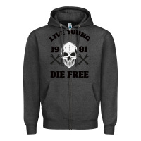 Charcoal Heather Live Young Die Free Zipper Hoodie - Bettercallsaul