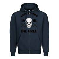 Navy Live Young Die Free Zipper Hoodie - Bettercallsaul
