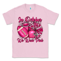 Bubblegum Pink in october we wear pink cheer with football breast Classic Tee - JahusDesignShop