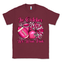 Burgundy in october we wear pink cheer with football breast Classic Tee - JahusDesignShop