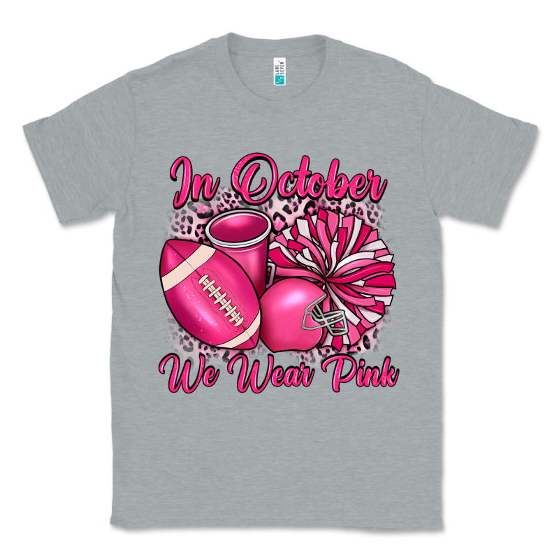 In October We Wear Pink Cheer With Football Breast Classic Tee by JahusDesignShop | Teevron