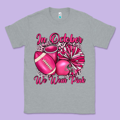 In October We Wear Pink Cheer With Football Breast Classic Tee Designed By Jahusdesignshop