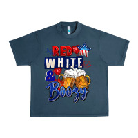 Midnight Navy Red white and boozy 4th of july Urban Heavy Tee - CowGirlArtShop