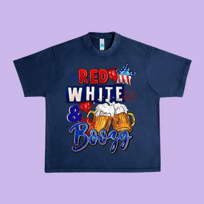 Red White And Boozy 4th Of July Urban Heavy Tee Designed By Cowgirlartshop