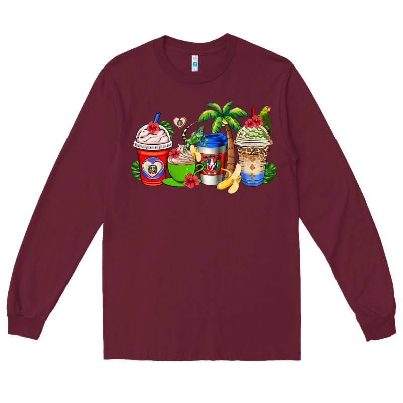 Dominican Republic Coffee Cups Long Sleeve Tee by AdoDesignShop | Teevron