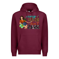 Burgundy Camp Hair Don't Care Premium Hoodie - BundleAndBundleShop