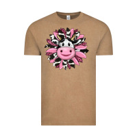 Vintage Coffee pink leopard sunflower cow Vintage Tee - RanaPortraitStore