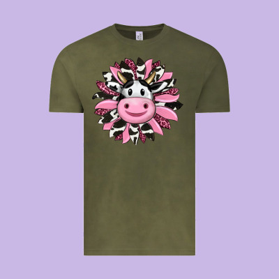 Pink Leopard Sunflower Cow Vintage Tee Designed By Ranaportraitstore