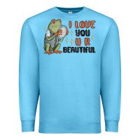 Ocean Blue i love you u r beautiful frog Premium Sweatshirt - MaliasSmallBusiness