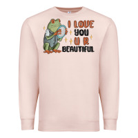 Pale Pink i love you u r beautiful frog Premium Sweatshirt - MaliasSmallBusiness
