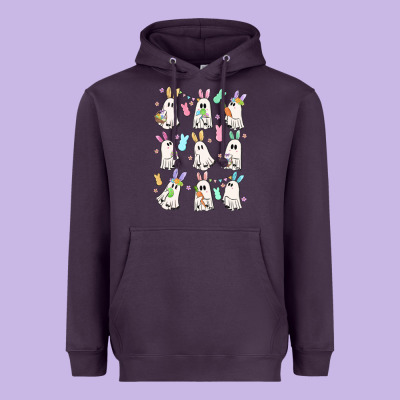 Bunny Ghost Heavyweight Hoodie Designed By Maliassmallbusiness