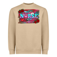 Mushroom valentine's day nurse with leopard and turquoise background Heavyweight Sweatshirt - RanaPortraitStore
