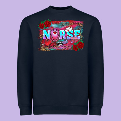 Valentine's Day Nurse With Leopard And Turquoise Background Heavyweight Sweatshirt Designed By Ranaportraitstore