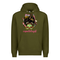 Army Green Afro Messy Bun Cosmetologist Premium Hoodie - BundleAndBundleShop