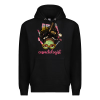 Black Afro Messy Bun Cosmetologist Premium Hoodie - BundleAndBundleShop