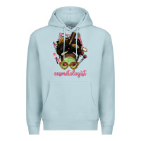 Blue Mist Afro Messy Bun Cosmetologist Premium Hoodie - BundleAndBundleShop