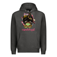 Charcoal Heather Afro Messy Bun Cosmetologist Premium Hoodie - BundleAndBundleShop