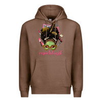 Chestnut Afro Messy Bun Cosmetologist Premium Hoodie - BundleAndBundleShop