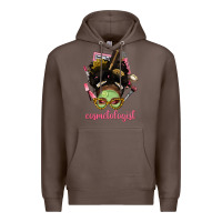 Coffee Afro Messy Bun Cosmetologist Premium Hoodie - BundleAndBundleShop