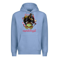 Colony Blue Afro Messy Bun Cosmetologist Premium Hoodie - BundleAndBundleShop