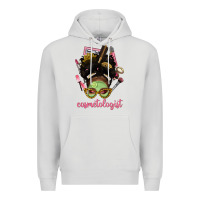 Dove Grey Afro Messy Bun Cosmetologist Premium Hoodie - BundleAndBundleShop