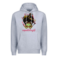 Heather Grey Afro Messy Bun Cosmetologist Premium Hoodie - BundleAndBundleShop