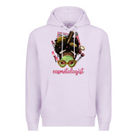 Lilac Afro Messy Bun Cosmetologist Premium Hoodie - BundleAndBundleShop
