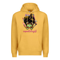 Mustard Afro Messy Bun Cosmetologist Premium Hoodie - BundleAndBundleShop