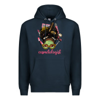 Navy Afro Messy Bun Cosmetologist Premium Hoodie - BundleAndBundleShop