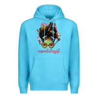 Ocean Blue Afro Messy Bun Cosmetologist Premium Hoodie - BundleAndBundleShop
