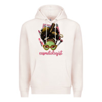 Pale Pink Afro Messy Bun Cosmetologist Premium Hoodie - BundleAndBundleShop