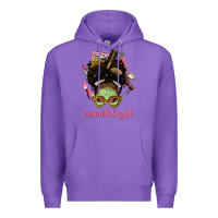 Purple Afro Messy Bun Cosmetologist Premium Hoodie - BundleAndBundleShop