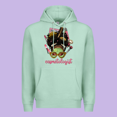 Afro Messy Bun Cosmetologist Premium Hoodie Designed By Bundleandbundleshop