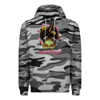 Slate Camo Afro Messy Bun Cosmetologist Premium Hoodie - BundleAndBundleShop